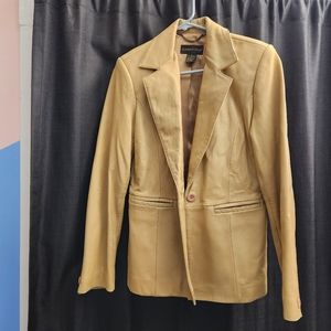 Beige Genuine Leather Jacket